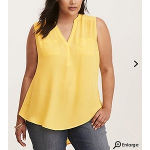Torrid Yellow Georgette Pocket Tank Top
